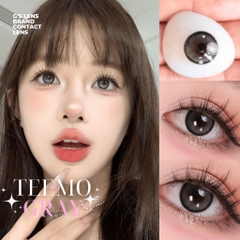 Kính áp tròng 6 tháng TEEMO GRAY màu xám đen tự nhiên giãn tròng nhỏ - BABIEE