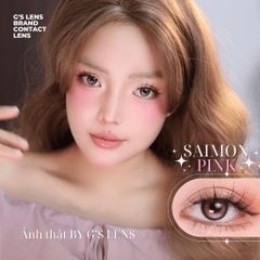 Kính áp tròng 6 tháng SAIMON PINK màu hồng nâu sáng tây giãn tròng nhỏ - Louci
