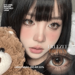 Kính áp tròng 1 ngày FREEZEE BROWN màu nâu sáng tây giãn tròng to GTRENDY - Realcon Color 50