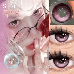 Kính áp tròng 1 ngày SPACY PINK màu hồng sáng tây giãn tròng vừa GTRENDY