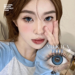 Kính áp tròng 1 ngày MILK TEA BLUE màu xanh dương sáng tây giãn tròng vừa GTRENDY