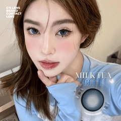 Kính áp tròng 1 ngày MILK TEA BLUE màu xanh dương sáng tây giãn tròng vừa GTRENDY