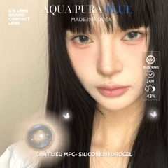 Kính áp tròng 6 tháng AQUA PURA BLUE màu xanh dương sáng tây giãn tròng nhỏ