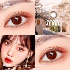 Kính Áp Tròng Lens Mắt Angel Eyes Silicone Hydrogel SEOUL Brown Size XS 12.8mm (0-8 độ)