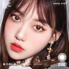 Kính Áp Tròng Lens Mắt Angel Eyes Silicone Hydrogel SEOUL Brown Size XS 12.8mm (0-8 độ)