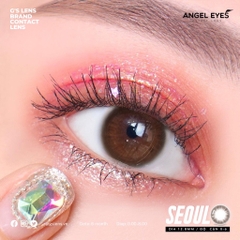 Kính Áp Tròng Lens Mắt Angel Eyes Silicone Hydrogel SEOUL Brown Size XS 12.8mm (0-8 độ)