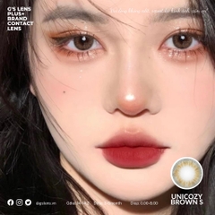 Kính áp tròng 6 tháng UNICOZY BROWN màu nâu sáng tây giãn tròng nhỏ