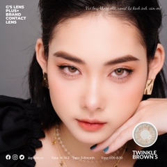 Kính áp tròng 6 tháng TWINKLE BROWN màu nâu sáng tây giãn tròng nhỏ