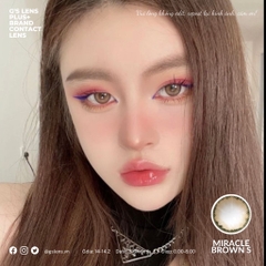 Kính áp tròng 6 tháng MIRACLE BROWN màu nâu tự nhiên giãn tròng nhỏ