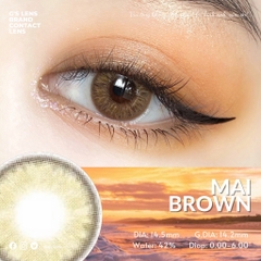 Kính áp tròng 6 tháng MAI BROWN màu nâu sáng tây giãn tròng nhỏ GTRENDY - MC38