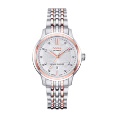 DOXA EXECUTIVE D221RSV – NỮ – KÍNH SAPPHIRE – AUTOMATIC (TỰ ĐỘNG) – MẶT SỐ 31 MM, ĐÍNH 14 VIÊN KIM CƯƠNG, TRỮ CÓT 38 GIỜ