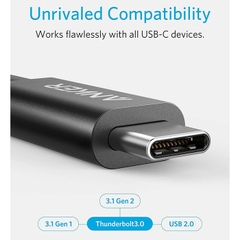 Anker Thunderbolt 3.0 USB-C to USB-C Cable 1.6FT/0.5M - Black A8486