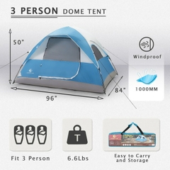 Lều Vòm Cắm Trại 3 Người Alpha Camp