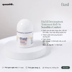 Lăn khử mùi Etiaxil Nâu Detranspirant Traitement Roll-On - Sensibles Confort+