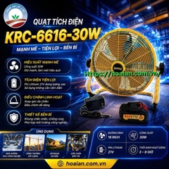 Quạt tích điện Korichi 30W KRC-6616