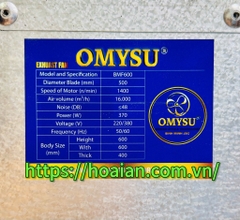 Quạt công nghiệp vuông OMYSU size 600mm (600W x 600L) BMF600