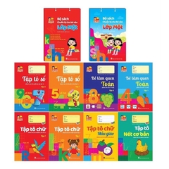 Bộ hành trang cho bé vào lớp 1, bộ 10 cuốn tặng kèm 2 bút chì, 1 gọt bút và 1 tẩy