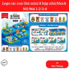 Lego các con thú mini 8 hộp nhỏ/block 
N0.966 1-2-3-4(96 bộ/thùng)