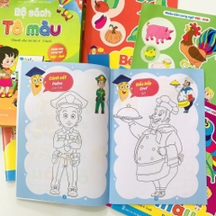 Bộ tô màu cho bé 4-5 tuổi, theo chủ để, bộ 8 cuốn