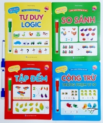 Bộ làm toán không sợ sai 4 cuốn tặng kèm 2 bút có đầu xóa