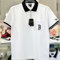 áo new era polo trắng cổ đen