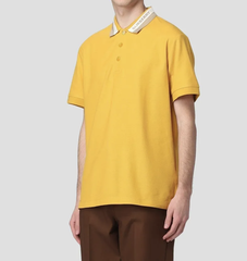 Áo Polo Nam Burberry Yellow Contrast-Collar Pique