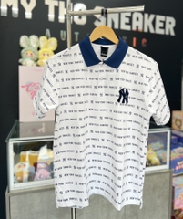 áo new era polo trắng cổ xanh