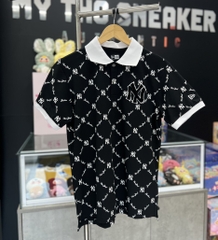 áo new era polo đen cổ trắng