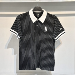 Áo New Era Polo Đen Sọc Trắng B