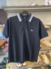 áo new era polo đen cổ viền trắng