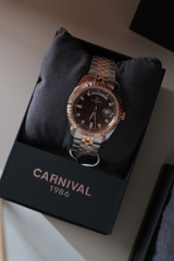 Đồng Hồ Carnival Wrist Watch 8190G Brown Size 40