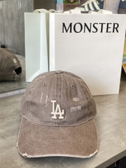 Nón LA begie chữ trắng