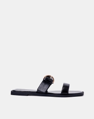Giày Sandal Bệt Quai Ngang Phối Khóa Trang Trí