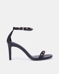 Giày Sandal Gót Thanh Đính Trái Tim Trang Trí