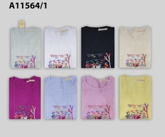 Áo Trung Niên Tơ Cotton Tay Lở Thêu Họa Tiết - A11564/1