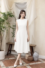 Đầm Thường Ngày Sát Nách Phom Chiết Eo Cotton Dài Qua Gối - D12224/1