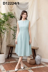 Đầm Thường Ngày Sát Nách Phom Chiết Eo Cotton Dài Qua Gối - D12224/1