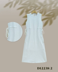 Đầm Thường Ngày Sát Nách Phom Chiết Eo Xô Musilin Dài Qua Gối - D12238/2
