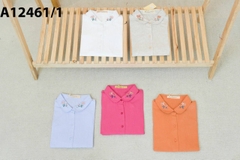 Áo Kiểu Linen Tay Lở Cổ Vai Thêu Họa Tiết - A12461/1