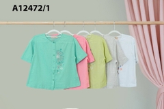 Áo Trung Niên Linen Tay Lở Thêu Hoa - A12472/1