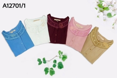 Áo Kiểu Lụa Hàn Tay Lở Thêu Họa Tiết - A12701/1