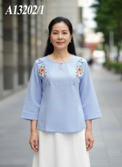 M COLLECTION | Áo Trung Niên Lụa Cotton Dài Tay A13202LW01