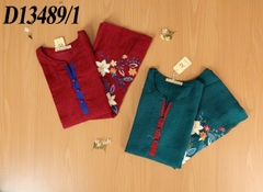 SWANLAKE | Váy Đầm Nữ Trung Niên Tặng Mẹ Suông Vải Xốp Hàn Thêu Hoa Cổ Chữ V Tay Lỡ D13489LW01