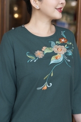 SWANLAKE | Váy Đầm Nữ Suông Vải Linen Thêu Hoa Cổ Tròn Tay Lỡ Có Túi Công Sở Thanh Lịch D13239LW01