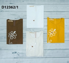 Đầm Tiệc Phom Suông Linen Dày Qua Gối Thêu Hoa - D12362/1