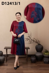 Đầm Tiệc Phom Suông Lụa Wash Qua Gối In Hoa - D12413/1