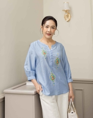 Áo Kiểu Lụa Hàn Tay Lở Thêu Họa Tiết - A11083/8