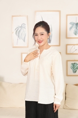 Áo Trung Niên Tơ Linen Tay Dài - A11939/1