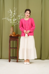 Áo Kiểu Tơ Linen Tay Dài Xếp Ly - A12046/1