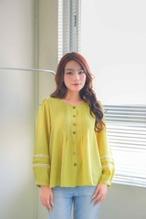 Áo Kiểu Tơ Linen Tay Dài Xếp Ly - A12046/1